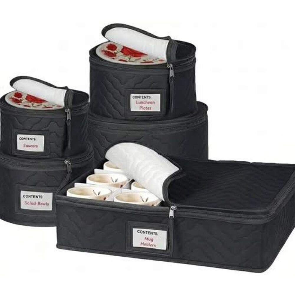 5-Piece Quilted China and Mug Storage Set